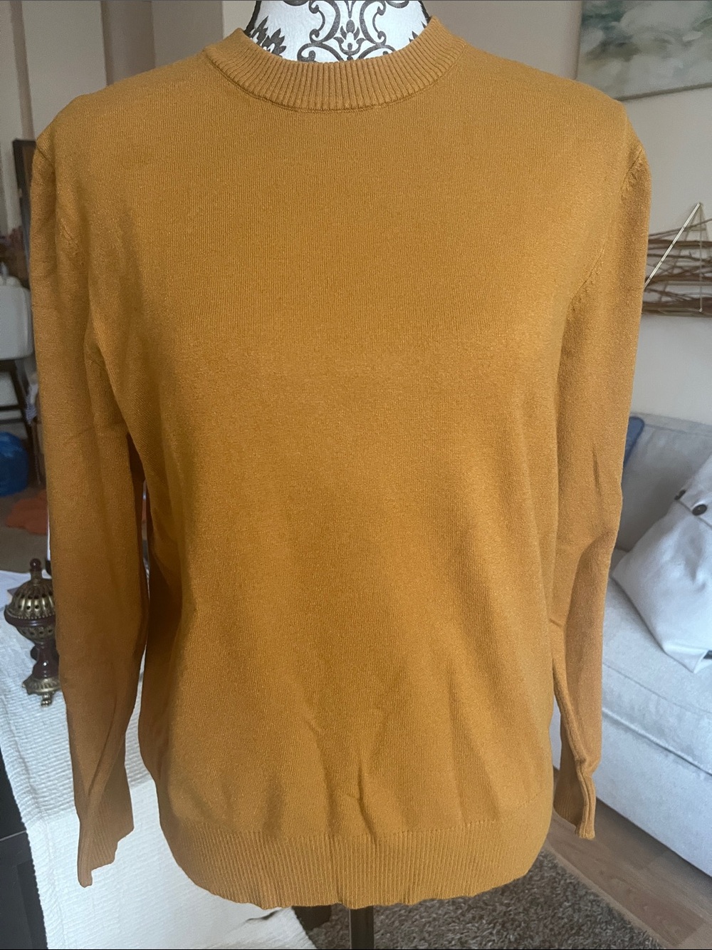 LOFT Men's Crewneck Sweater in Mustard Yellow